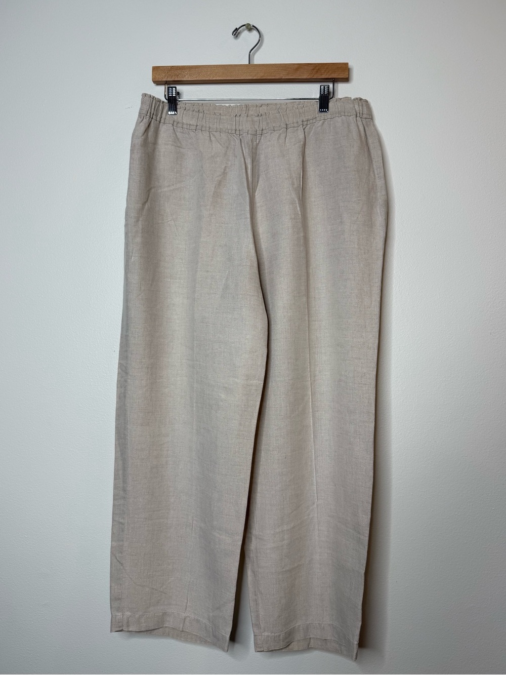 Eileen Fisher 100% Organic Linen Natural Fiber Neutral Beige Pull On Crop Pant